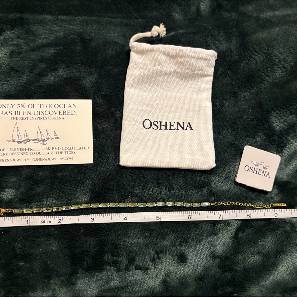 Oshena 18k Gold Plated Bracelet/Anklet With Aqua Stones